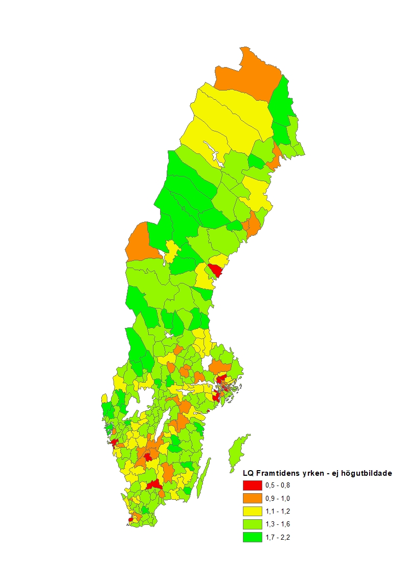 Karta framtidens jobb ej högubildade