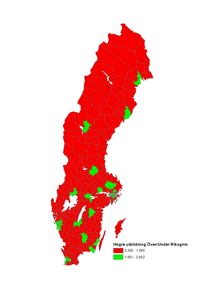 Högutibildade vs riksgenomsnittet 2019