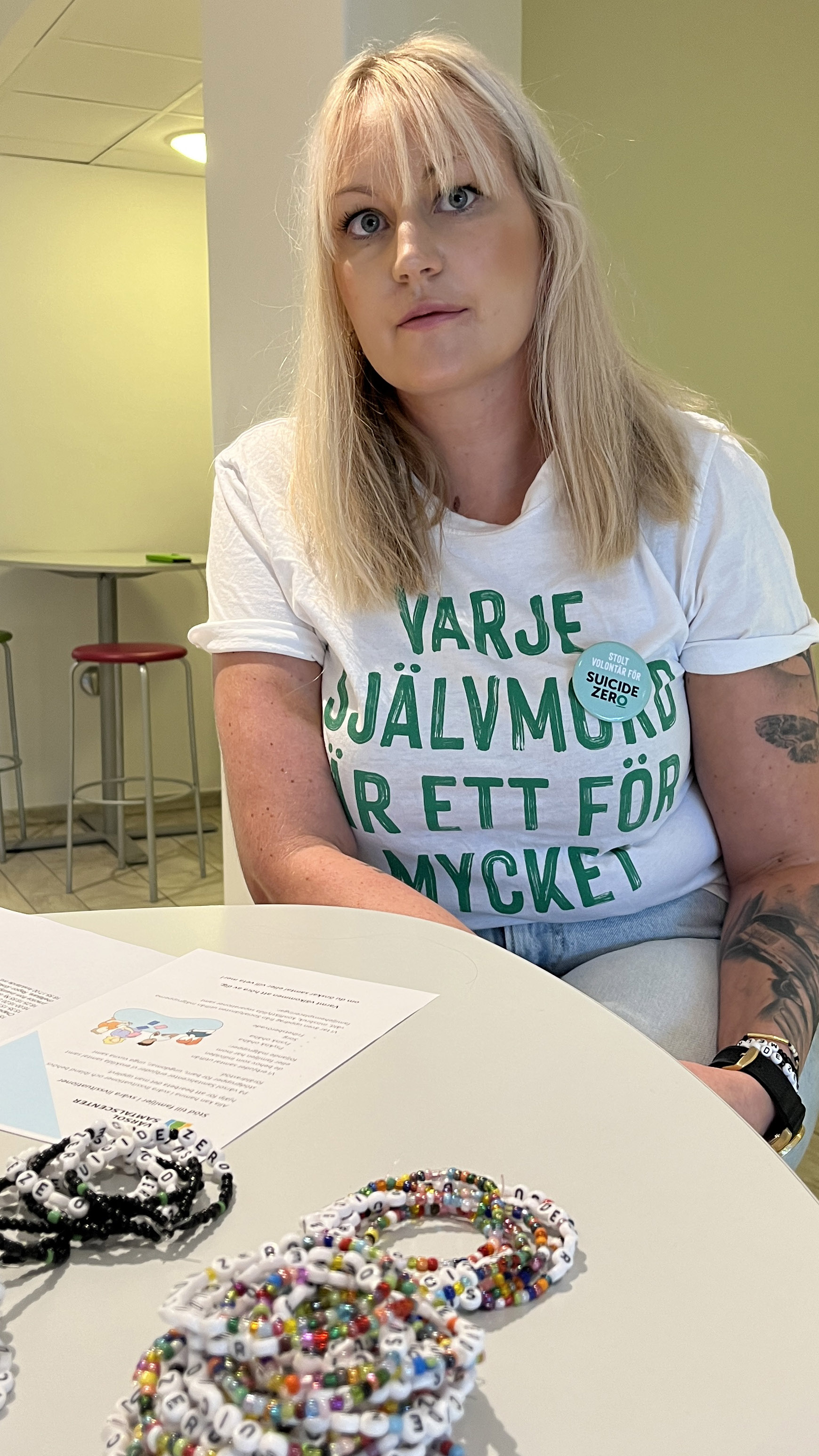 Linda Flod är student på skolan samt volontär i Suicide Zero.