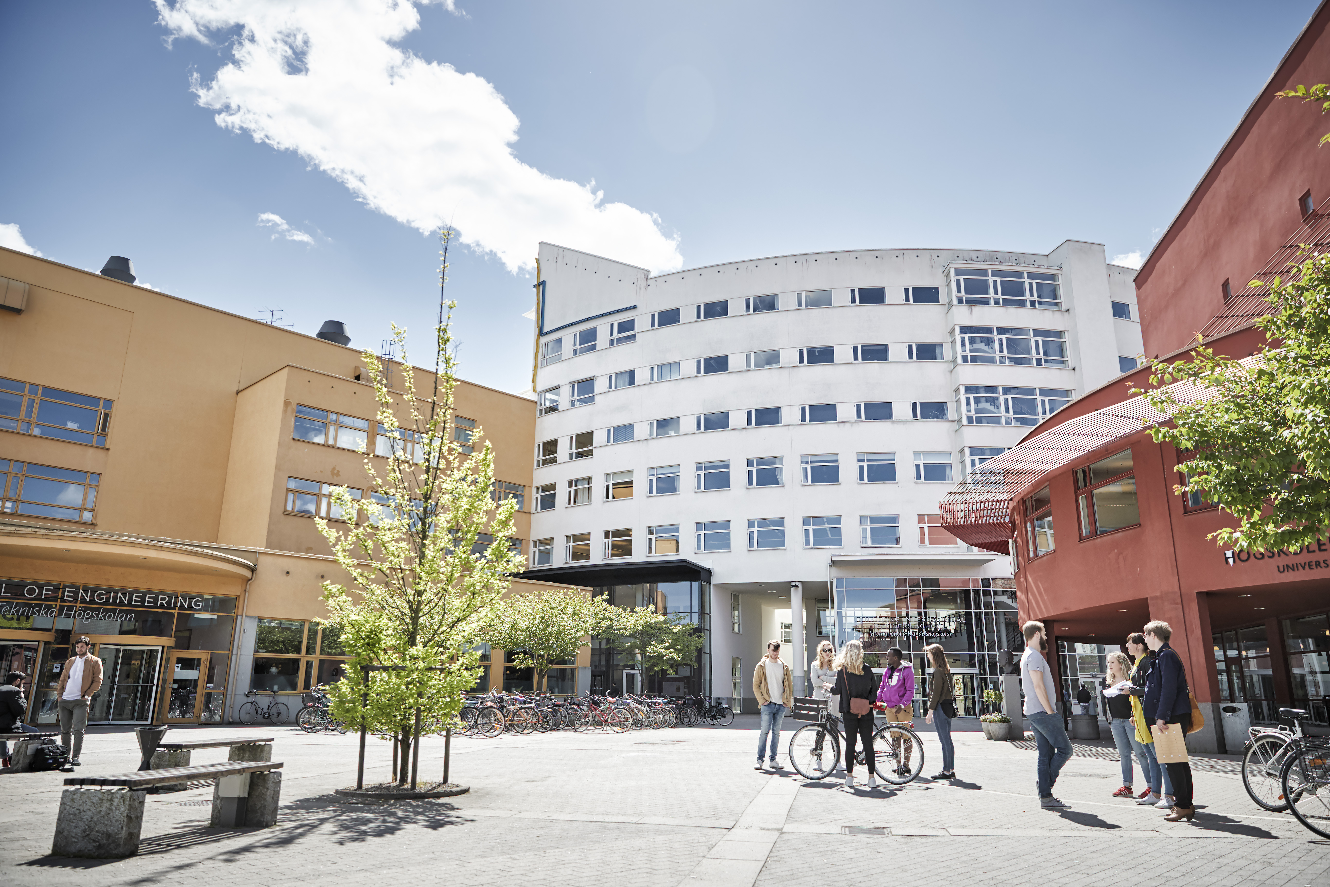 Studenter på campus 