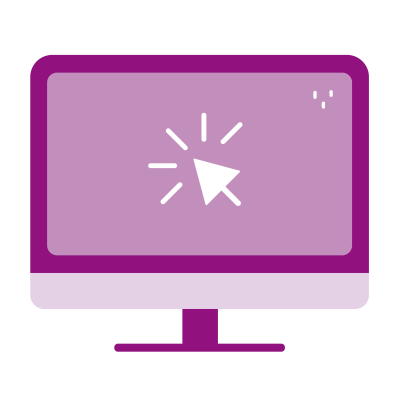 A computer monitor with a cursor clicking